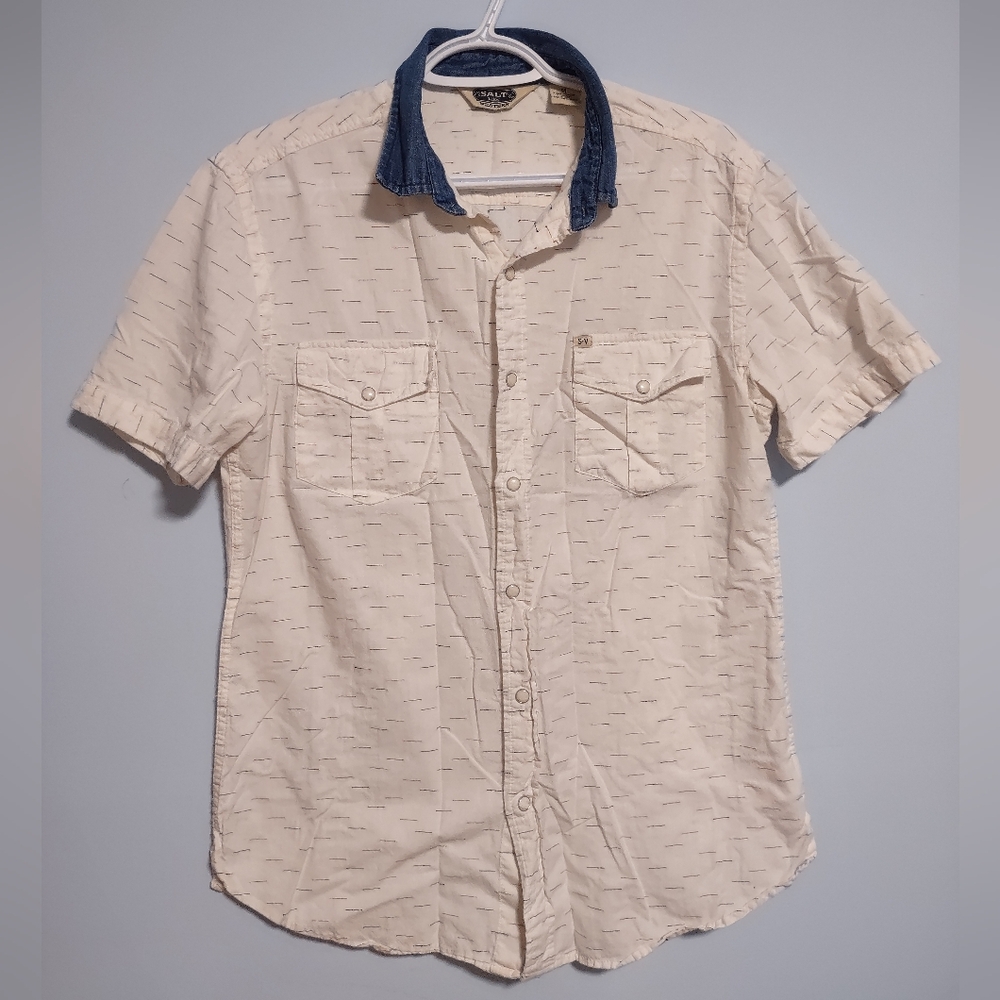 Salt Valley Western Button Up Shirt Medium Cowboy Pearl Snap Short Sleeve